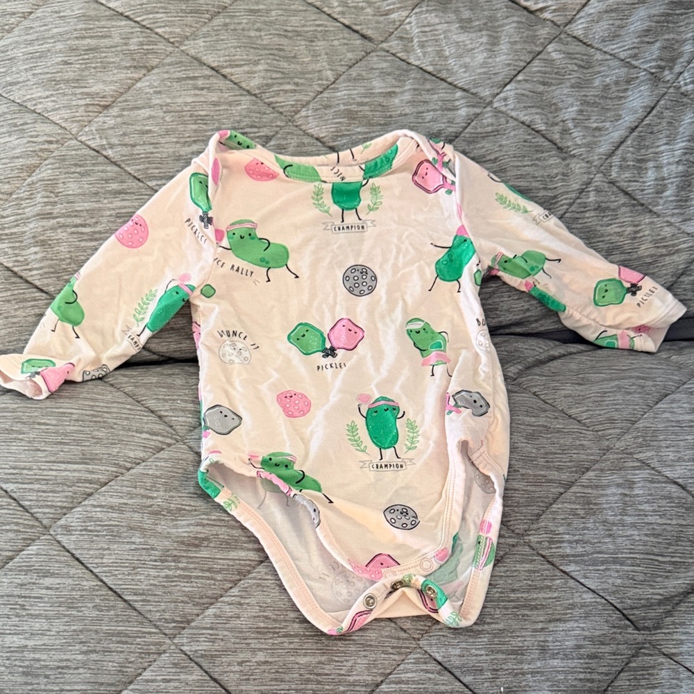 Angel Dear bamboo pickleball long sleeve onesie 3-6